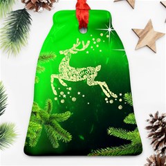 Christmas Reindeer Happy Decoration Bell Ornament (two Sides) by Nexatart