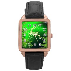 Christmas Reindeer Happy Decoration Rose Gold Leather Watch 