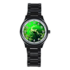 Christmas Reindeer Happy Decoration Stainless Steel Round Watch