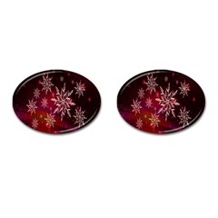 Christmas Snowflake Ice Crystal Cufflinks (oval) by Nexatart