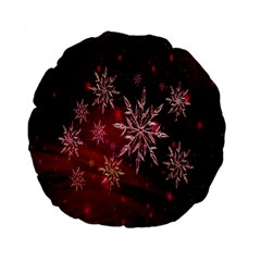 Christmas Snowflake Ice Crystal Standard 15  Premium Flano Round Cushions by Nexatart