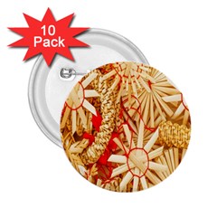 Christmas Straw Xmas Gold 2 25  Buttons (10 Pack)  by Nexatart