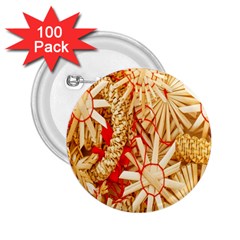 Christmas Straw Xmas Gold 2 25  Buttons (100 Pack)  by Nexatart