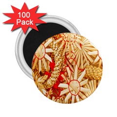 Christmas Straw Xmas Gold 2 25  Magnets (100 Pack)  by Nexatart