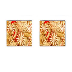 Christmas Straw Xmas Gold Cufflinks (square) by Nexatart