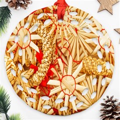 Christmas Straw Xmas Gold Ornament (round Filigree)