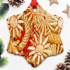 Christmas Straw Xmas Gold Snowflake Ornament (two Sides) by Nexatart