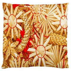 Christmas Straw Xmas Gold Large Cushion Case (two Sides) by Nexatart