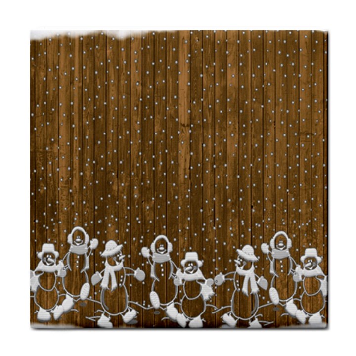 Christmas Snowmen Rustic Snow Tile Coasters