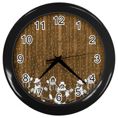 Christmas Snowmen Rustic Snow Wall Clocks (black) by Nexatart