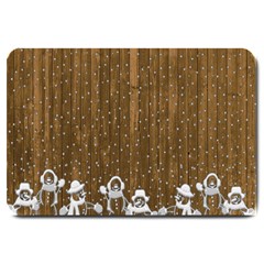 Christmas Snowmen Rustic Snow Large Doormat  by Nexatart