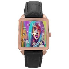 Drag On Go Rose Gold Leather Watch  by MRTACPANS