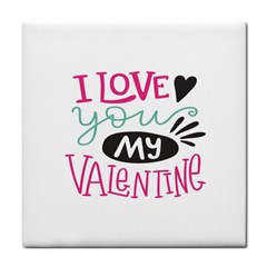 I Love You My Valentine (white) Our Two Hearts Pattern (white) Tile Coasters by FashionFling