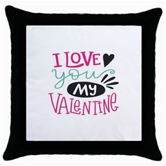 I Love You My Valentine (white) Our Two Hearts Pattern (white) Throw Pillow Case (black)