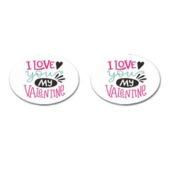 I Love You My Valentine (white) Our Two Hearts Pattern (white) Cufflinks (oval) by FashionFling