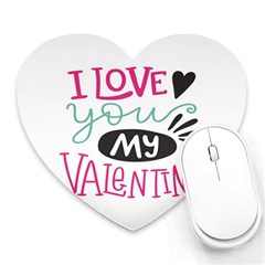 I Love You My Valentine (white) Our Two Hearts Pattern (white) Heart Mousepads by FashionFling