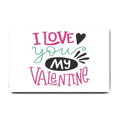 I Love You My Valentine (white) Our Two Hearts Pattern (white) Small Doormat  by FashionFling