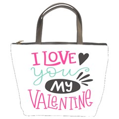 I Love You My Valentine (white) Our Two Hearts Pattern (white) Bucket Bags