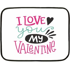 I Love You My Valentine (white) Our Two Hearts Pattern (white) Double Sided Fleece Blanket (Mini) 