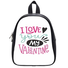 I Love You My Valentine (white) Our Two Hearts Pattern (white) School Bags (small) 