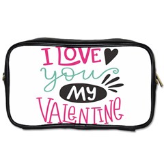 I Love You My Valentine (white) Our Two Hearts Pattern (white) Toiletries Bags 2-side by FashionFling