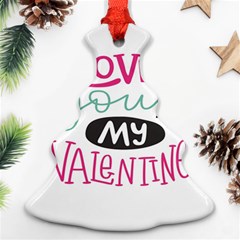 I Love You My Valentine (white) Our Two Hearts Pattern (white) Christmas Tree Ornament (Two Sides)