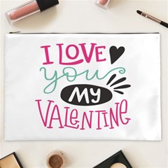 I Love You My Valentine (white) Our Two Hearts Pattern (white) Cosmetic Bag (XXL) 