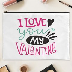 I Love You My Valentine (white) Our Two Hearts Pattern (white) Cosmetic Bag (xxxl)  by FashionFling