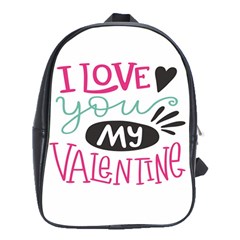 I Love You My Valentine (white) Our Two Hearts Pattern (white) School Bags (xl)  by FashionFling