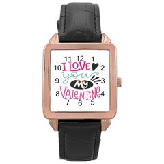 I Love You My Valentine (white) Our Two Hearts Pattern (white) Rose Gold Leather Watch  by FashionFling