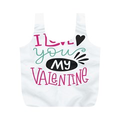 I Love You My Valentine (white) Our Two Hearts Pattern (white) Full Print Recycle Bags (M) 