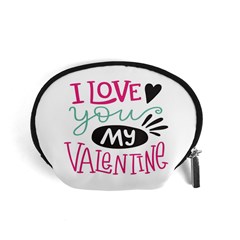 I Love You My Valentine (white) Our Two Hearts Pattern (white) Accessory Pouches (small)  by FashionFling