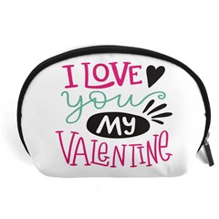 I Love You My Valentine (white) Our Two Hearts Pattern (white) Accessory Pouches (large)  by FashionFling