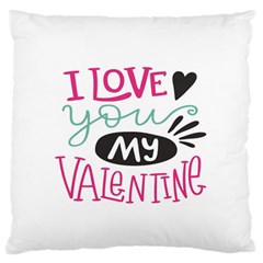 I Love You My Valentine (white) Our Two Hearts Pattern (white) Standard Flano Cushion Case (Two Sides)