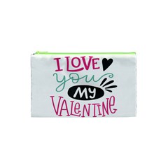 I Love You My Valentine (white) Our Two Hearts Pattern (white) Cosmetic Bag (XS)