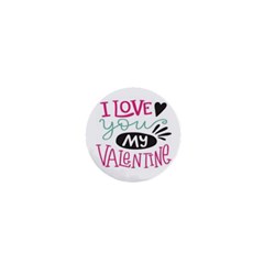 I Love You My Valentine (white) Our Two Hearts Pattern (white) 1  Mini Magnets by FashionFling