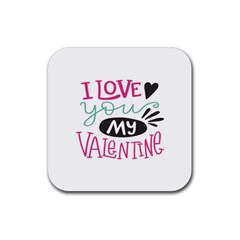 I Love You My Valentine (white) Our Two Hearts Pattern (white) Rubber Coaster (square)  by FashionFling