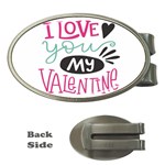 I Love You My Valentine (white) Our Two Hearts Pattern (white) Money Clips (Oval)  Front