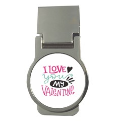 I Love You My Valentine (white) Our Two Hearts Pattern (white) Money Clips (round)  by FashionFling