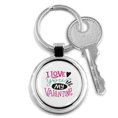 I Love You My Valentine (white) Our Two Hearts Pattern (white) Key Chains (round)  by FashionFling