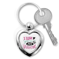 I Love You My Valentine (white) Our Two Hearts Pattern (white) Key Chains (heart)  by FashionFling