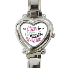 I Love You My Valentine (white) Our Two Hearts Pattern (white) Heart Italian Charm Watch by FashionFling