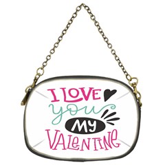 I Love You My Valentine (white) Our Two Hearts Pattern (white) Chain Purses (one Side)  by FashionFling