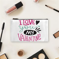 I Love You My Valentine (white) Our Two Hearts Pattern (white) Cosmetic Bag (small) 