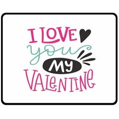 I Love You My Valentine (white) Our Two Hearts Pattern (white) Fleece Blanket (medium)  by FashionFling