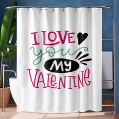 I Love You My Valentine (white) Our Two Hearts Pattern (white) Shower Curtain 60  X 72  (medium)  by FashionFling