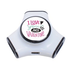 I Love You My Valentine (white) Our Two Hearts Pattern (white) 3-port Usb Hub by FashionFling