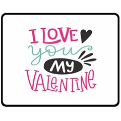 I Love You My Valentine (white) Our Two Hearts Pattern (white) Double Sided Fleece Blanket (medium)  by FashionFling