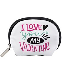 I Love You My Valentine (white) Our Two Hearts Pattern (white) Accessory Pouches (small)  by FashionFling