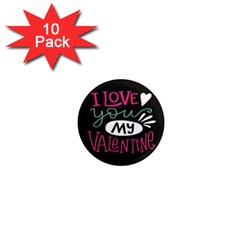  I Love You My Valentine / Our Two Hearts Pattern (black) 1  Mini Magnet (10 Pack) 